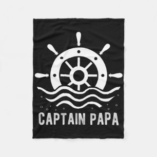 Captain Papa Boating Vaderdag Pontoon Captain Fleece Deken