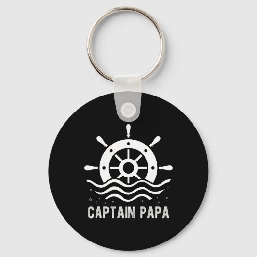 Captain Papa Boating Vaderdag Pontoon Captain Sleutelhanger (Voorkant)