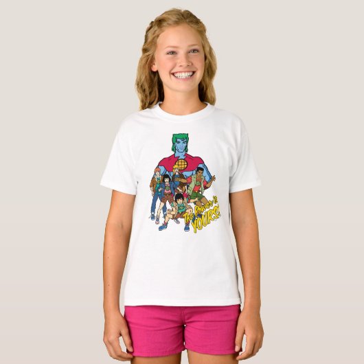 Captain Planet Group Graphic - The Power Is Yours T-shirt (Voorkant volledig)