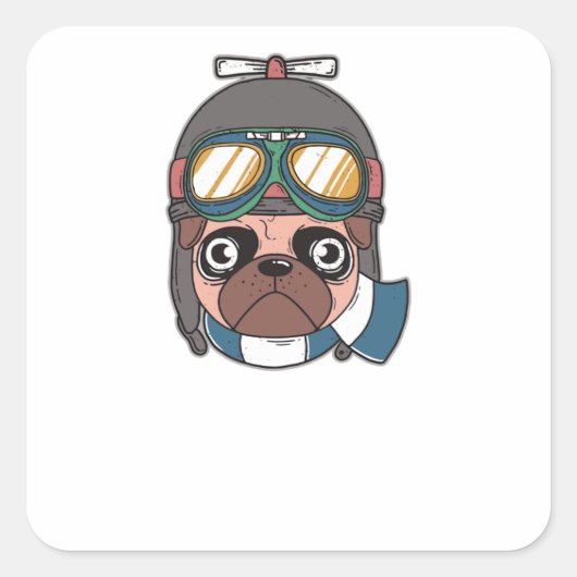 Captain Pug Vierkante Sticker (Voorkant)