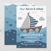 CAPTAIN SAILOR BIRTHDAY INVITATIE KAART (Voorkant / Achterkant)