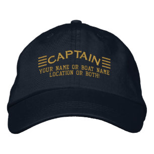 CAPTAIN Stripes Jouw naam Uw bootlocatie Geborduurde Pet