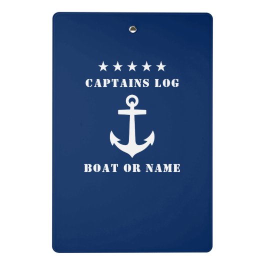 Captain's Log Uw Bootnaam Klassieke Anker Sterren Mini Klembord (Achterkant)