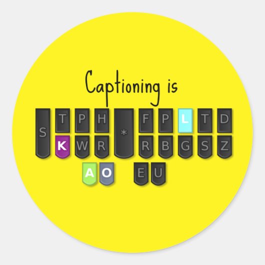 Captioning is Cool Steno Keyboard Stickers (Voorkant)