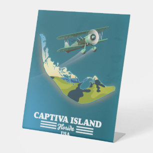 Captiva Island Florida USA kaart Reclamebord Met Voetstuk