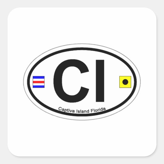 Captiva Island - Ovaal. Vierkante Sticker (Voorkant)