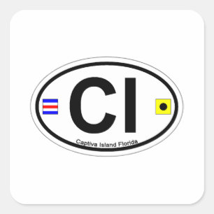 Captiva Island - Oval. Vierkante Sticker