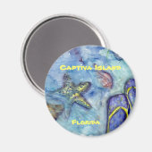 Captiva Island Waterverf Florida Art Magneet (Voorkant / Achterkant)