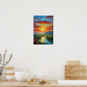 Captivating Crimson Sunset Poster (Keuken)