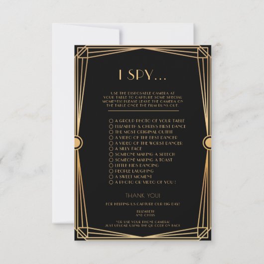 Capture classique L'Amour Photo I Spy Mariage Menu (Dos)