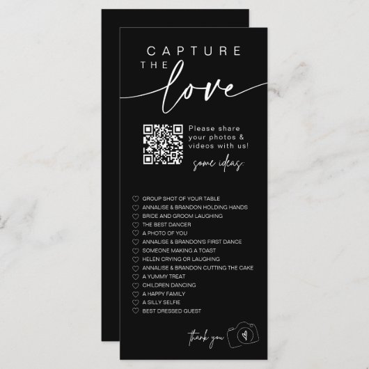 Capture de script moderne La carte de code Love QR (Devant / Derrière)