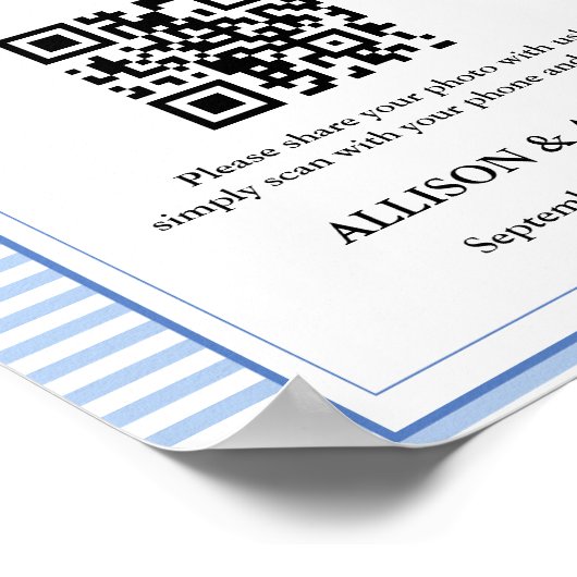Capture liefde QR codeDusty Blue bruiloft Poster (Hoek)