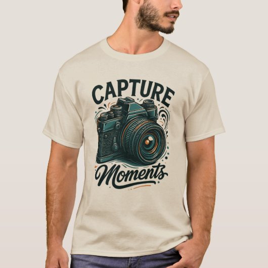 Capture Moments Retro Camera Art T-Shirt (Devant)