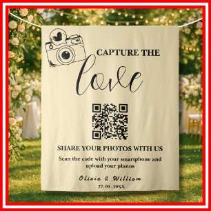Capture The Love Boter Geel QR Trouw Achtergrond Wandkleed