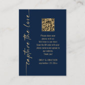 Capture the Love QR-code bruiloft kaart navy goud (Voorkant)