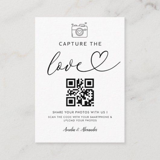Capture The Love Qr Code Photo Wedding Sign Informatiekaartje (Voorkant)