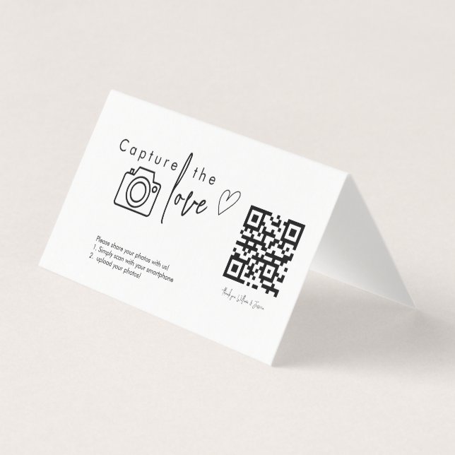 Capture the Love QR Code, Wedding Photo Signs  Kaart (Voorkant)