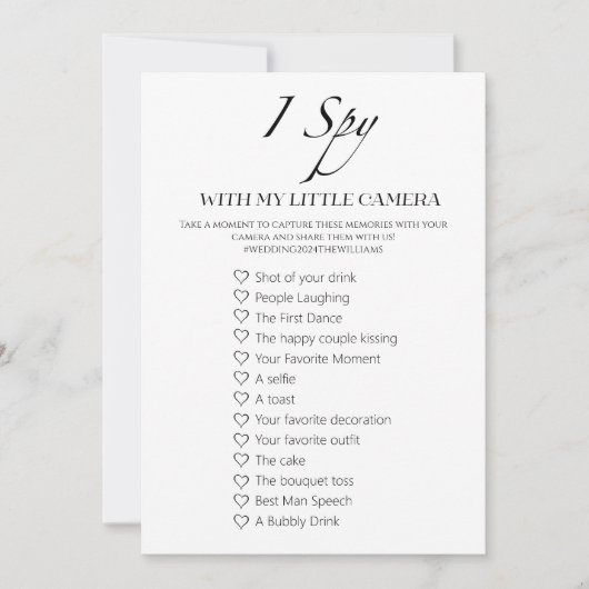 Capturez La Carte De Jeu Love I Spy Mariage (Devant)