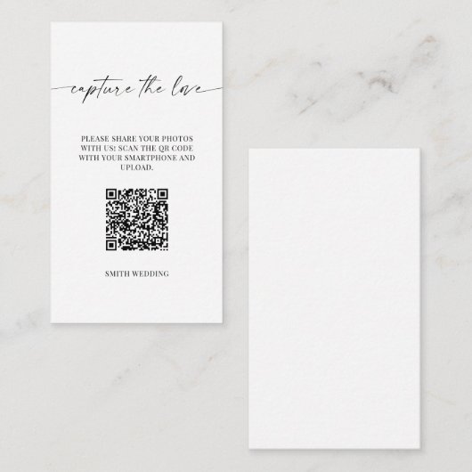 Capturez La Carte De Table Love Photo Sharing (Devant / Derrière)