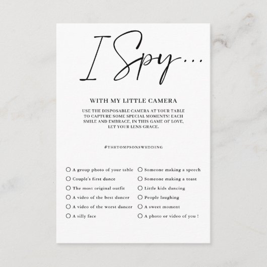 Capturez l'amour Photo Je vois Menu de jeu de mari (Devant)