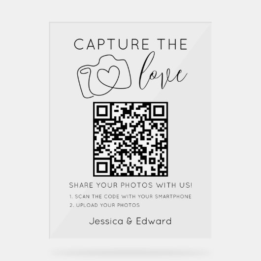 Capturez L'Amour Qr Code Noir Simple Moderne Chic (Recto)