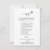 Capturez Le Love Photo I Spy Mariage Jeu Menu (Dos)