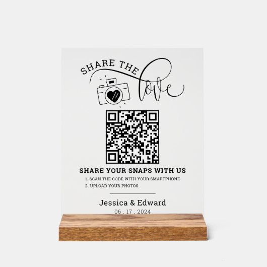 Capturez Le Love Qr Code Black White Chic Mariage (Recto)