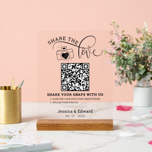 Capturez Le Love Qr Code Black White Chic Mariage (Mariage)