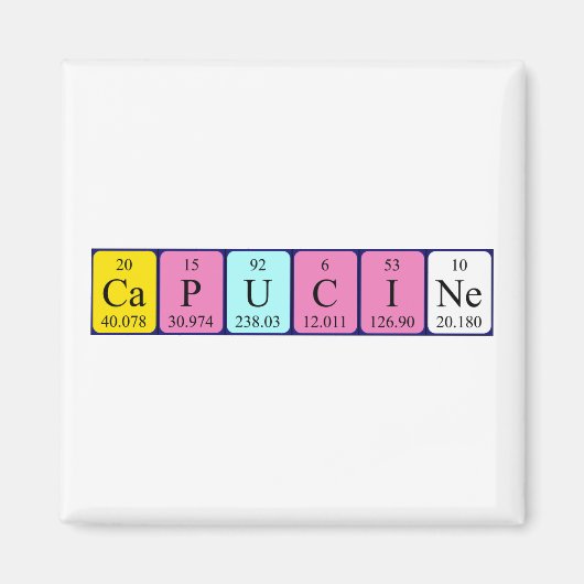 Capucine periodieke tabelnaam magneet (Voorkant)