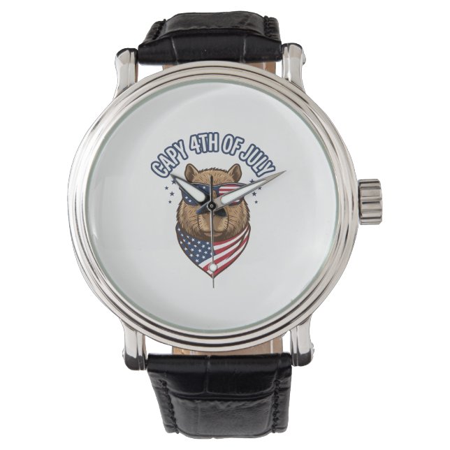 Capy 4 juli Patriotisch Capybara Vectorontwerp_ Horloge (Voorkant)