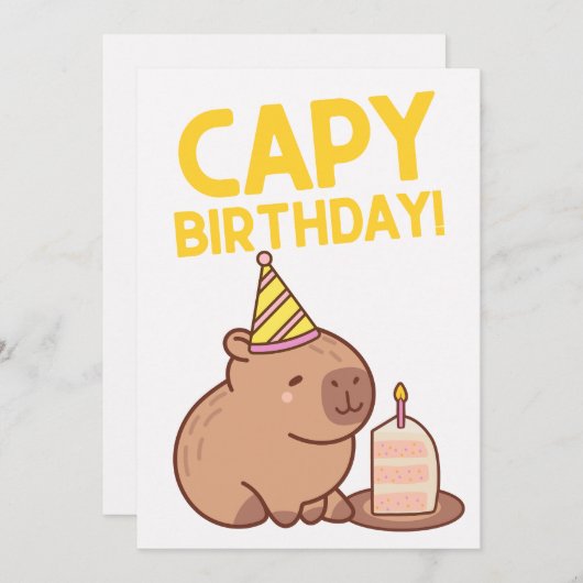 CAPY BIRTHDAY CUTE CAPYBARA PUN CARTE D'ANNIVERSAI (Devant / Derrière)