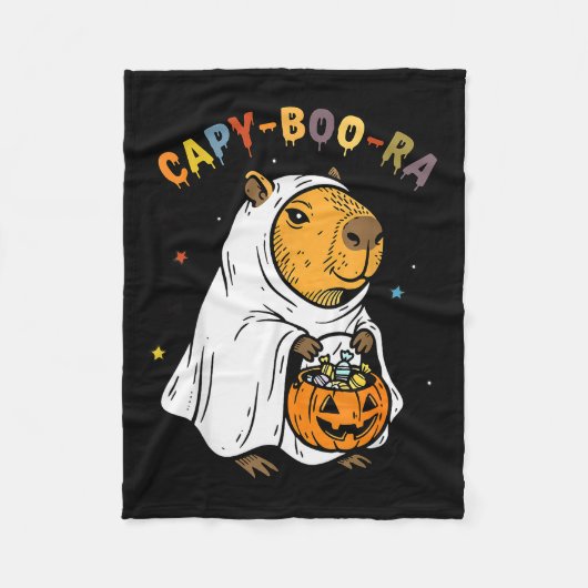 Capy-boo-ra Cappy Halloween Funny Capybara Costume Fleece Deken (Voorkant)