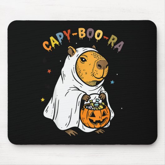 Capy-boo-ra Cappy Halloween Funny Capybara Costume Muismat (Voorkant)