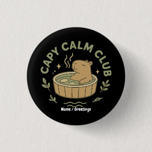 Capy Calm Club Schattige Capibara Retro Esthetiek  Ronde Button 3,2 Cm