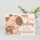 Capy capy capybara birthday invitation kaart (Staand voorkant)