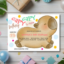 Capy capybara verjaardagsuitnodiging