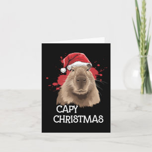 Capy Christmas Santa Hat Pajama Knaagdier Kaart