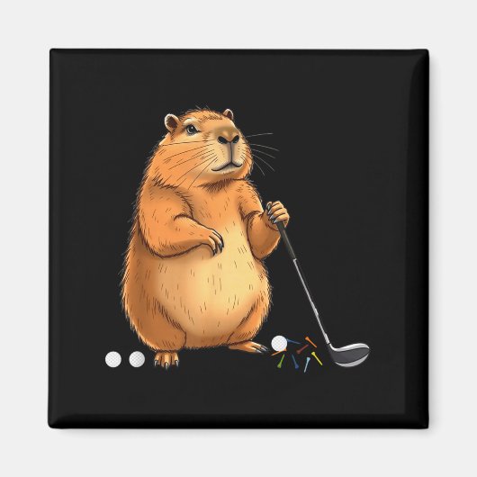Capy Golf Player Cute Cappy Srts Cartoon Design  Magneet (Voorkant)