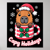 Capy Holidays Cute Capybara Christmas Santa Hat Poster (Voorkant)