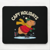 Capy Holidays Ice Skating Capybara Funny Xmas Chri Muismat (Voorkant)