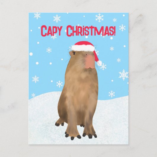 Capy Kerstmis Grappig Leuke Capybara Pun Sneeuw Feestdagenkaart (Voorkant)