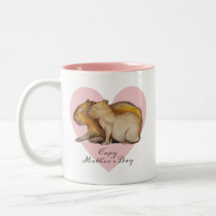 Capy Moederdag Cute Capybara Baby & mam Custom Tweekleurige Koffiemok