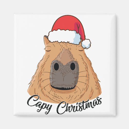 Capy of Huppy kerstCapybara Feestdagen Santa Magneet (Voorkant)