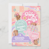 Capy Party Cloud Rainbow Disco Birthday Invitation (Devant)