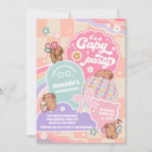 Capy Party Retro Groovy Daisy Birthday Invitation (Devant)