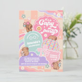 Capy Party Retro Groovy Daisy Birthday Invitation (Debout devant)