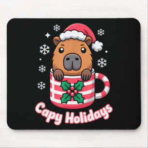 Capy Vakantie Mooie Capybara Kerstman Hoed Muismat