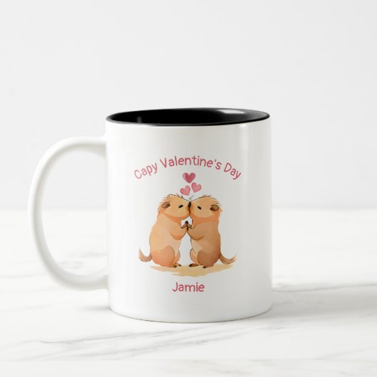 Capy Valentijnsdag Capybara Tweekleurige Koffiemok (Links)