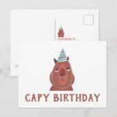 "CAPY VERJAARDAG" Capybara met feesthoed Briefkaart (Voorkant / Achterkant)