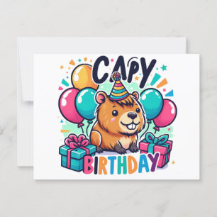 Capy Verjaardag – Cute Capybara Feest Design Briefkaart